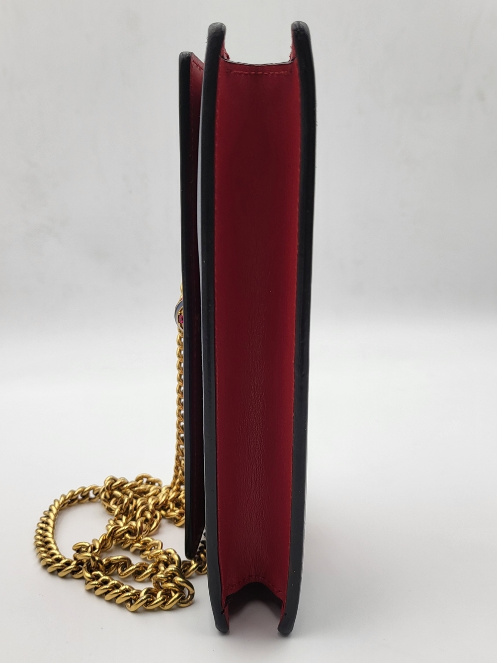 GUCCI Calfskin Queen Margaret Chain Wallet Blue Agata Hibiscus Red Mystic White. - Picture 6 of 16